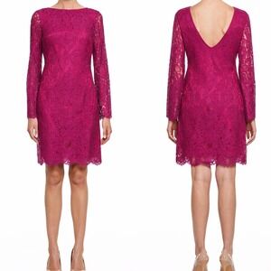 Alexia Admor Floral Lace Long Sleeve Mini Dress Coquette Wedding Guest Cocktail